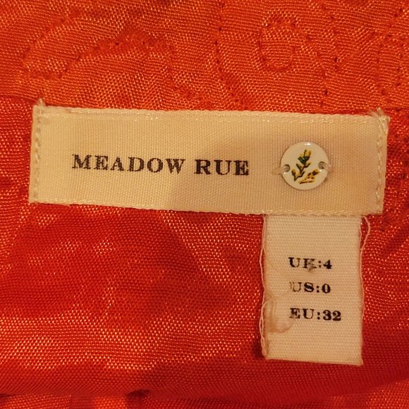 Anthropologie Dress Size 0 Orange Embroidered Flowers Boho Meadow Rue Sangeet - Picture 9 of 11